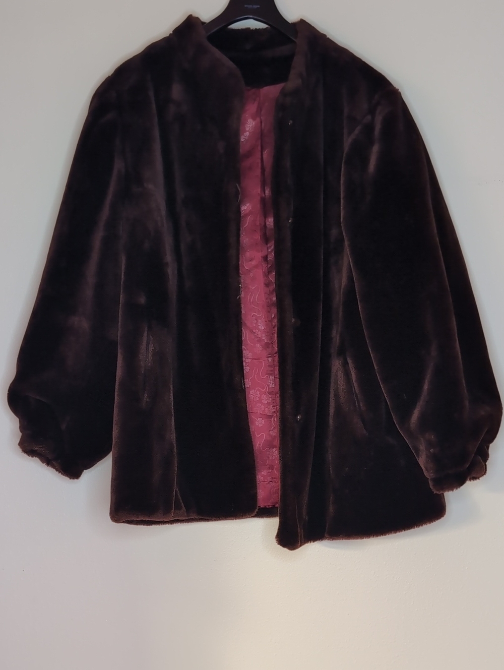 Vintage Faux Fur Jacket in Deep Chocolate Brown
